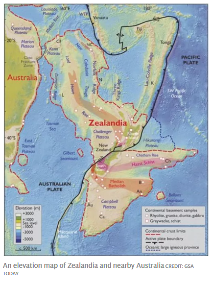 Zeelandia este al optulea continent al Terrei și se află la est de coasta Australiei