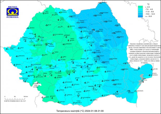Temperaturi resimțite în România